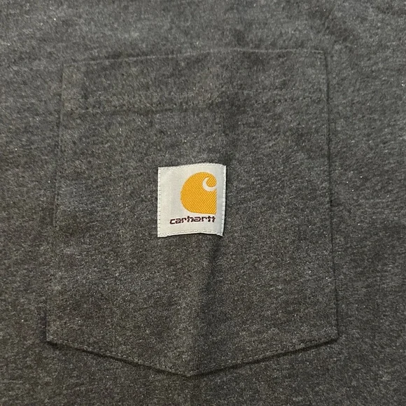 Men’s Carhartt Heathered Charcoal Cotton Pocketed Short Sleeve Tee - Picture 3 of 10